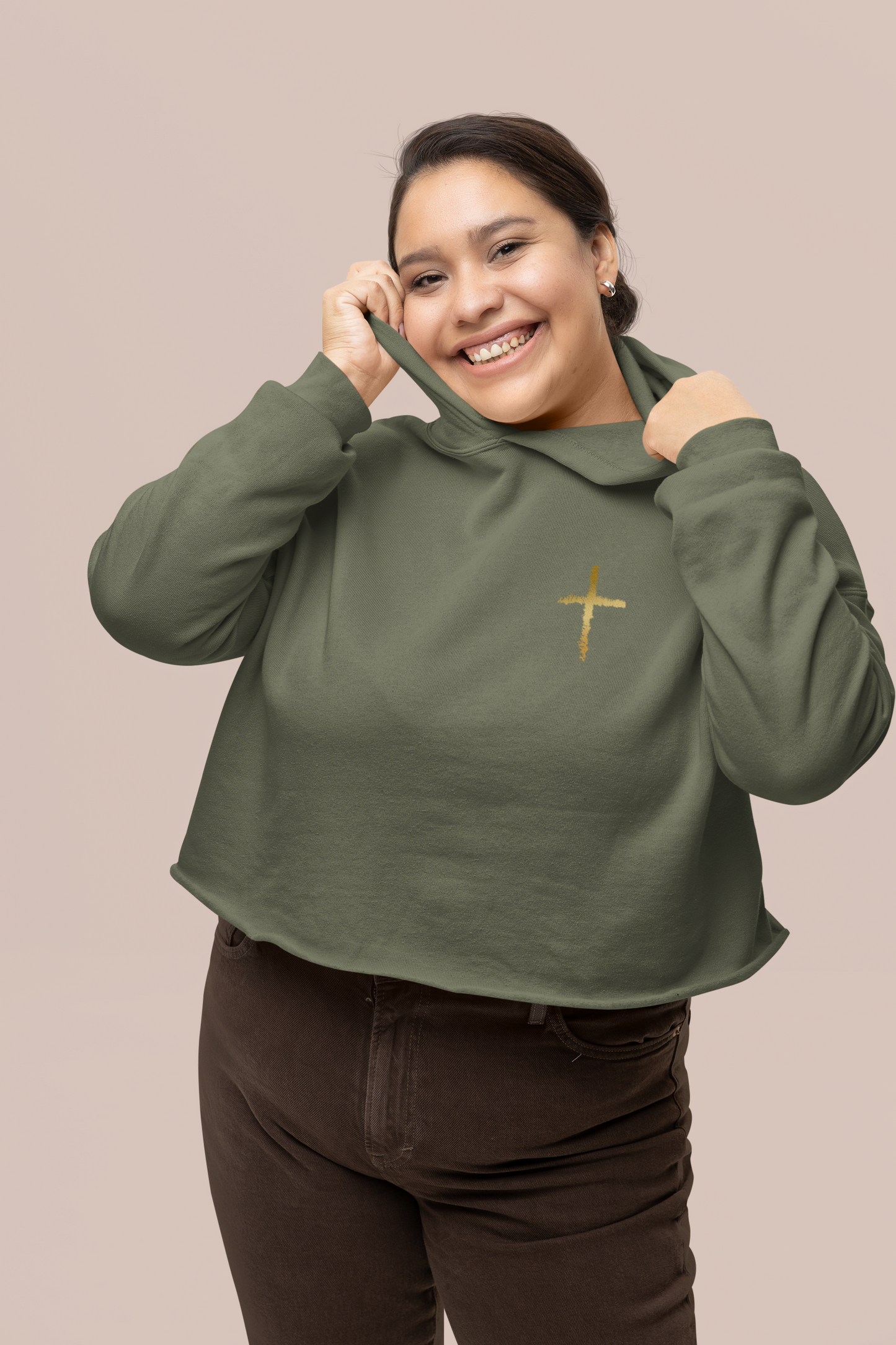 Women's Prays Wear Cross Crop Hoodie