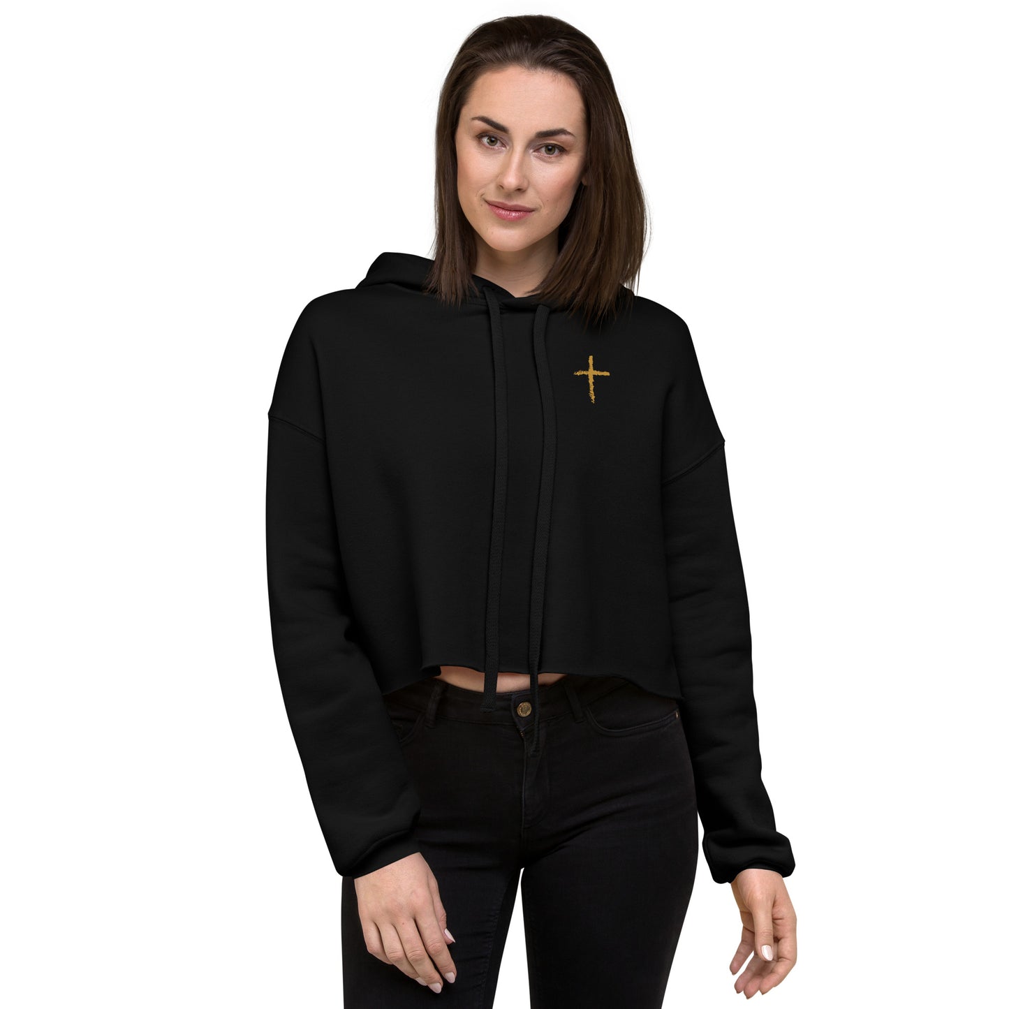 Women's Prays Wear Cross Crop Hoodie