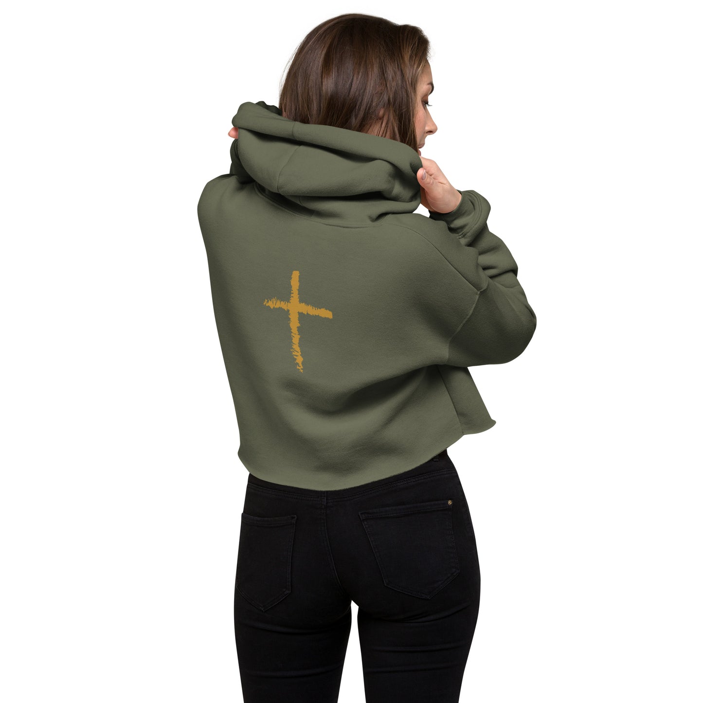 Women's Prays Wear Cross Crop Hoodie