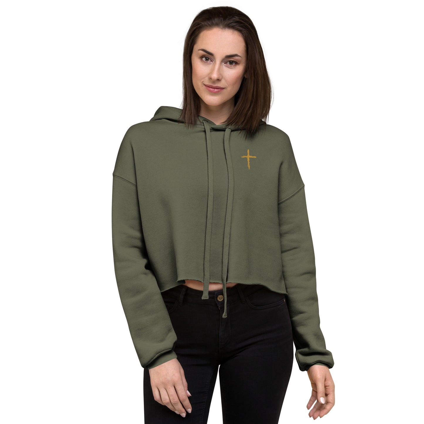 Women's Prays Wear Cross Crop Hoodie